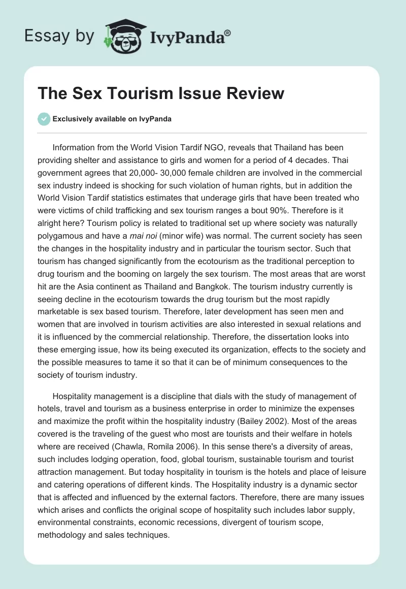 The Sex Tourism Issue Review. Page 1
