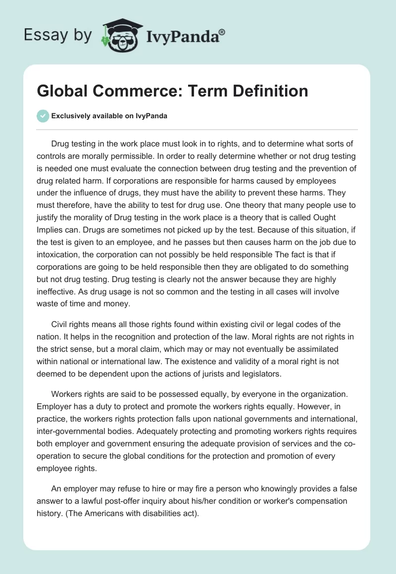 Global Commerce: Term Definition. Page 1