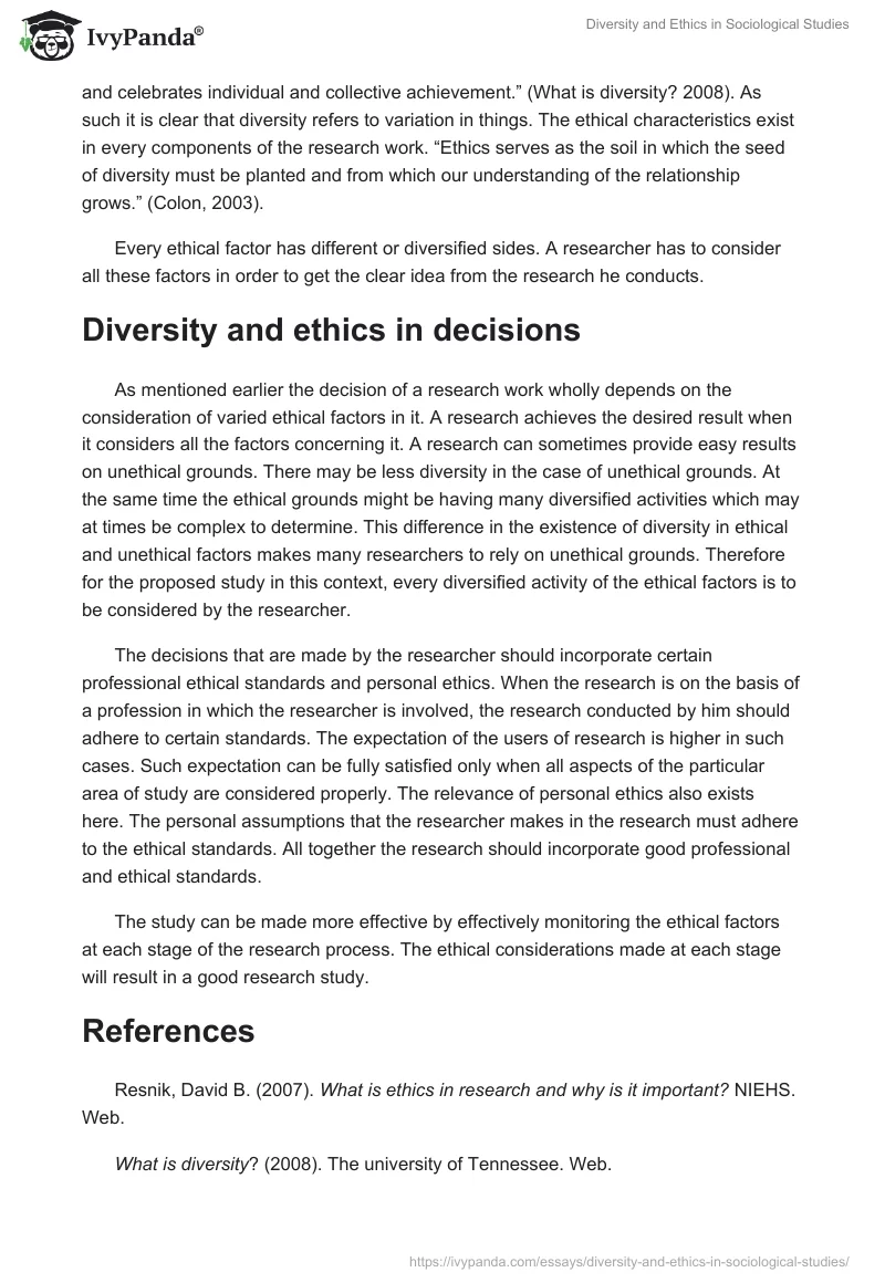 Diversity and Ethics in Sociological Studies. Page 2