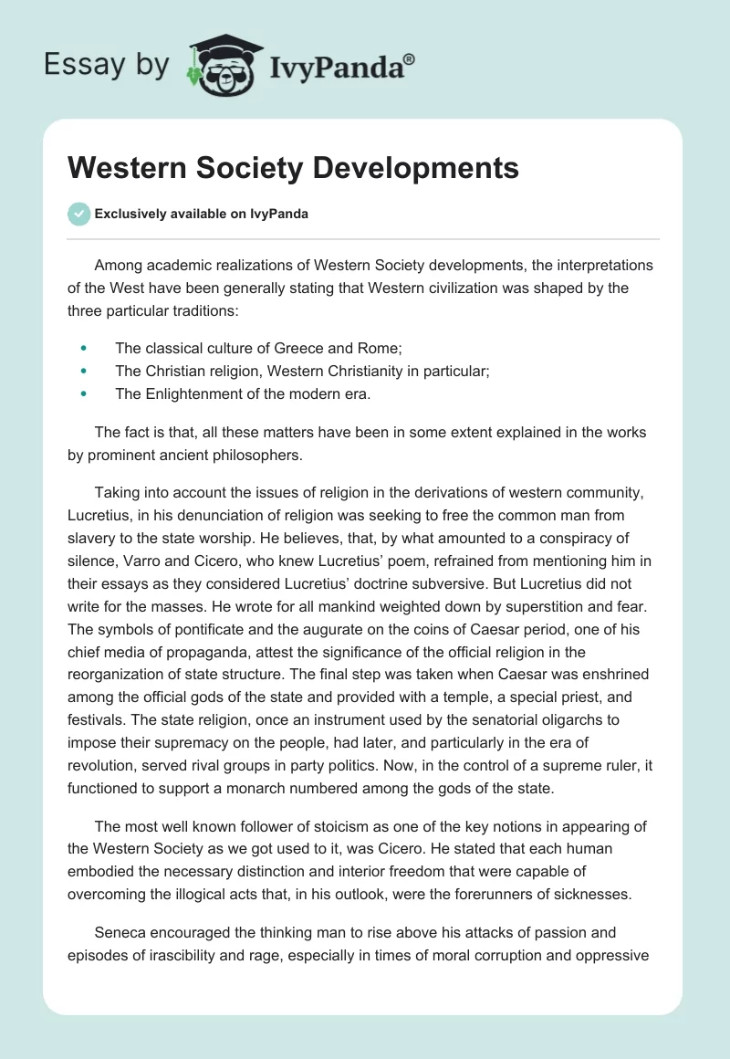 Western Society Developments. Page 1