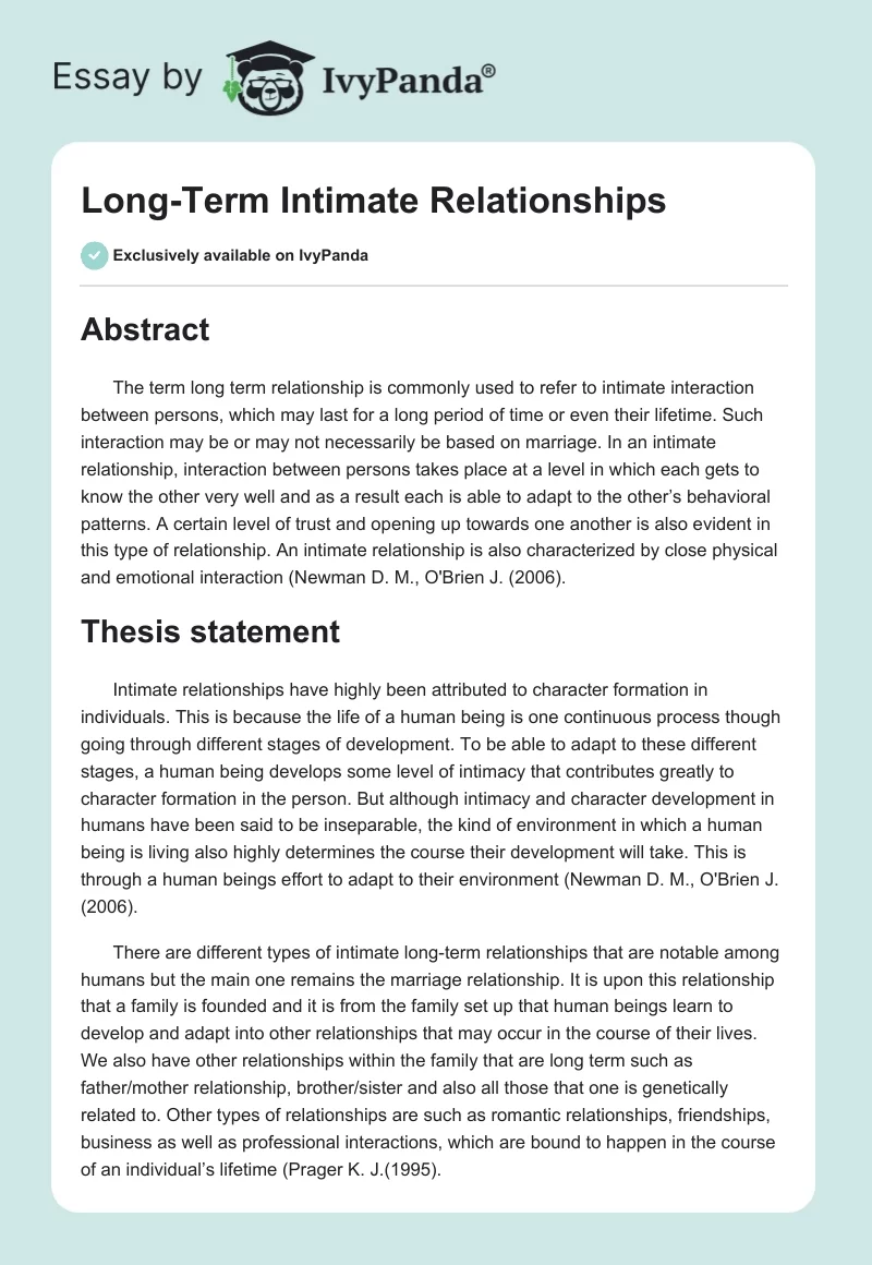 Long-Term Intimate Relationships. Page 1