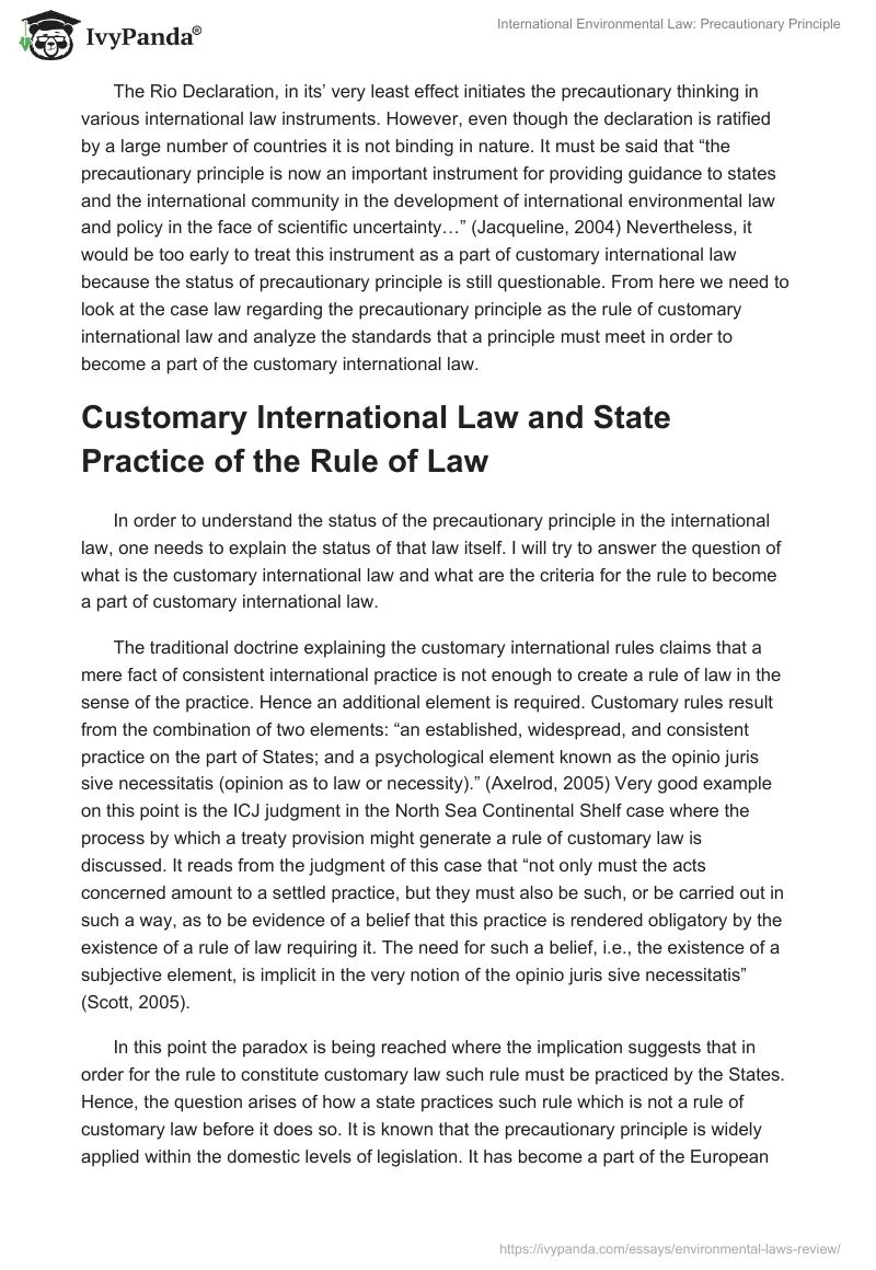 International Environmental Law: Precautionary Principle. Page 5
