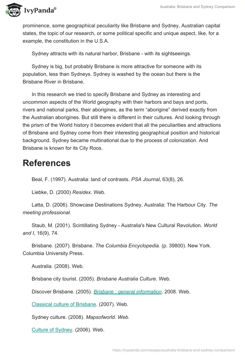 Australia: Brisbane and Sydney Comparison. Page 5