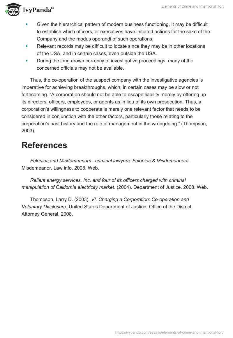 Elements of Crime and Intentional Tort. Page 3