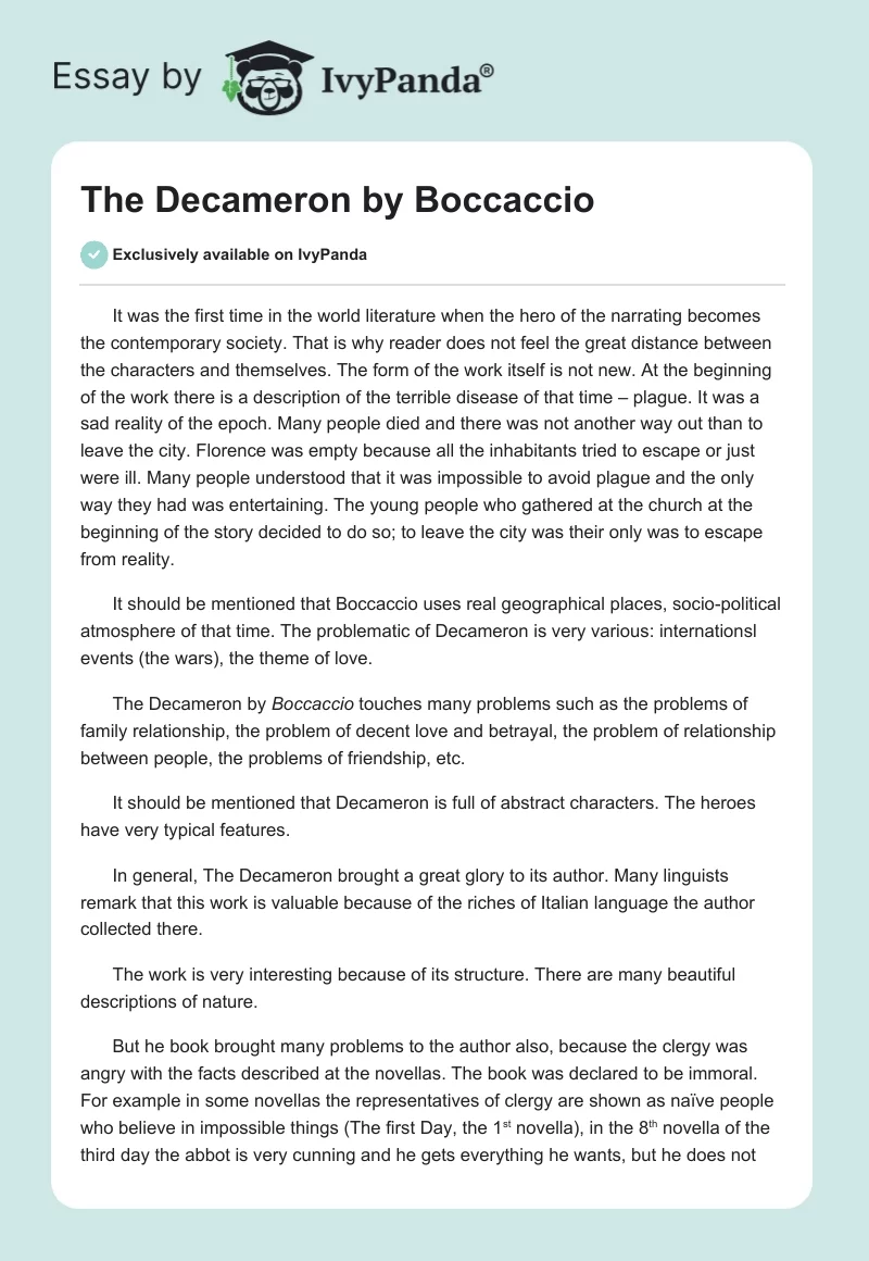 The Decameron by Boccaccio. Page 1