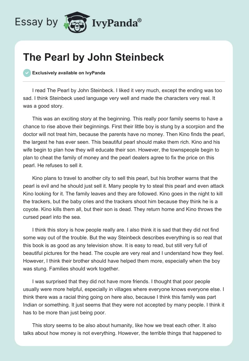 The Pearl by John Steinbeck. Page 1