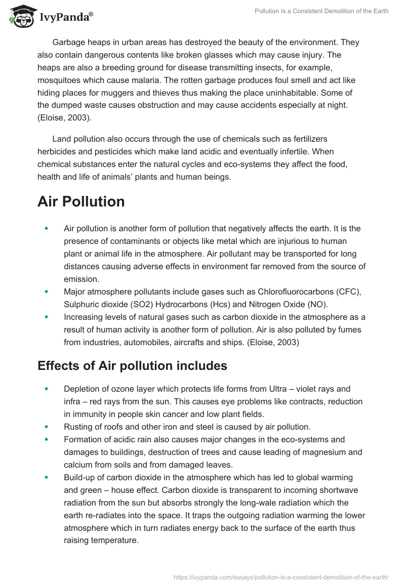 Pollution Is a Consistent Demolition of the Earth. Page 2