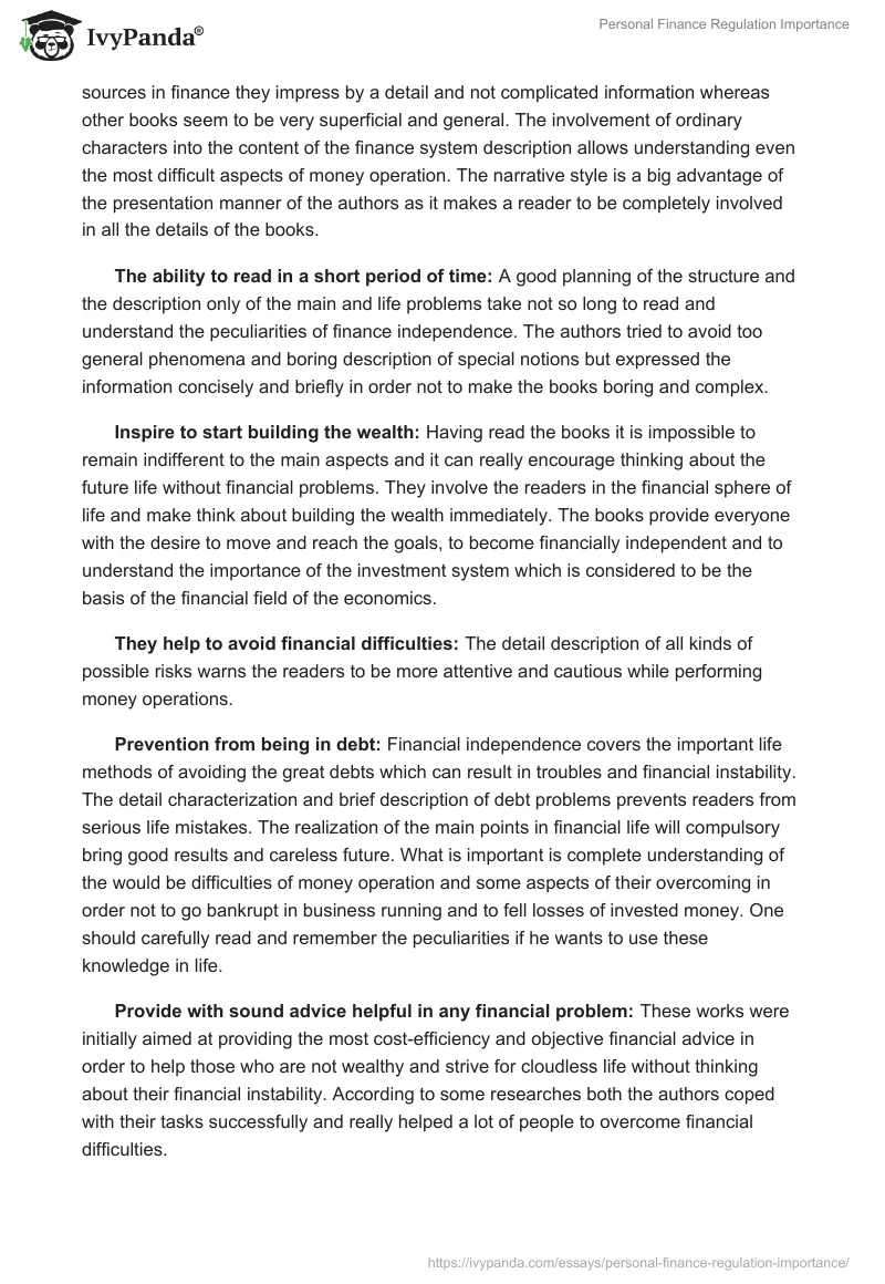 Personal Finance Regulation Importance. Page 3
