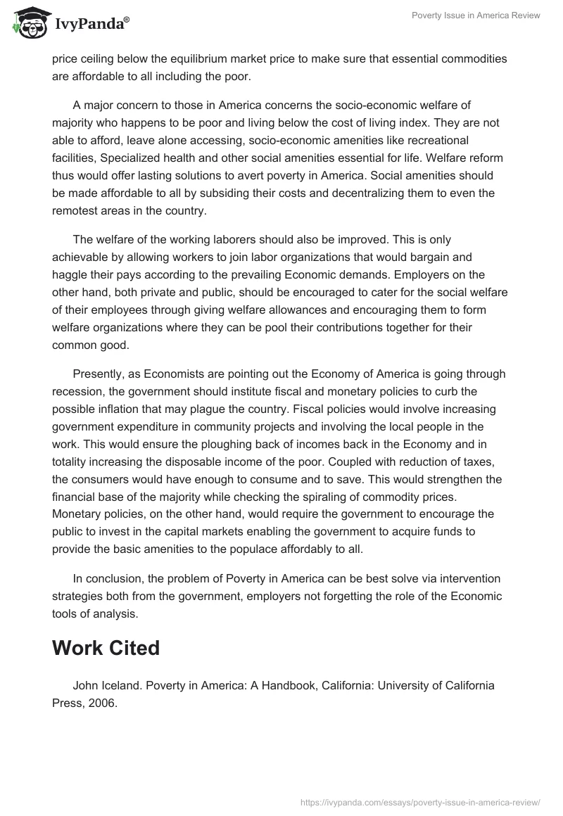 Poverty Issue in America Review. Page 2