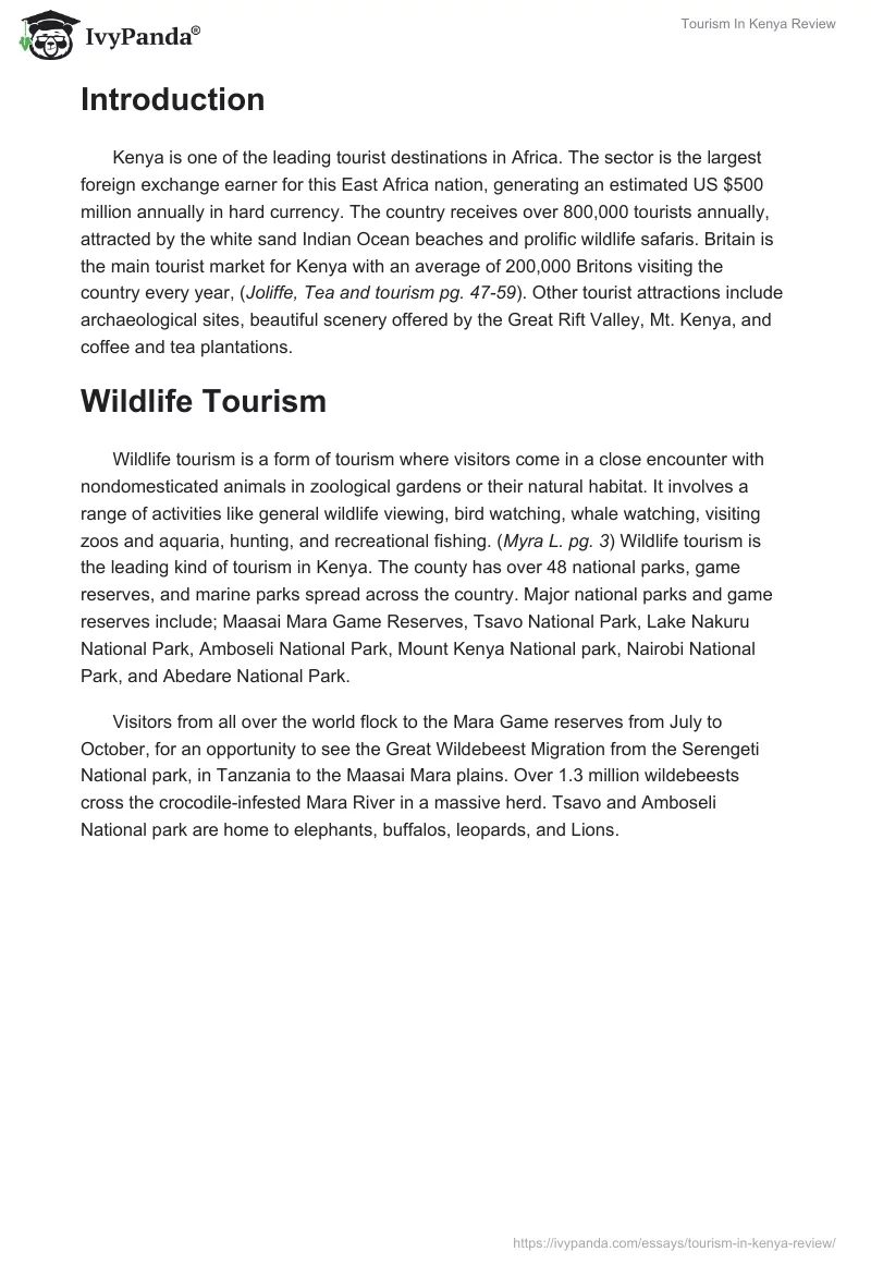 Tourism In Kenya Review. Page 2