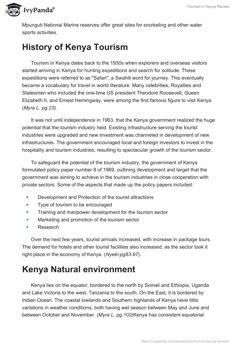 Tourism In Kenya Review. Page 4