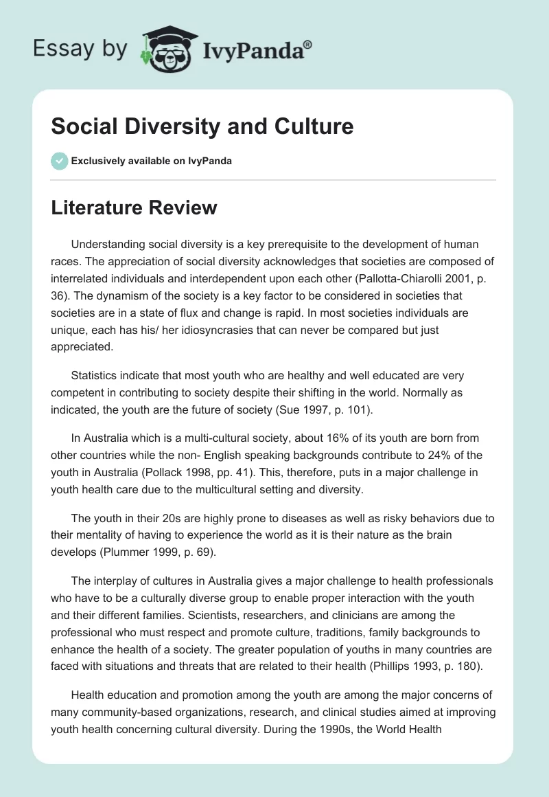 Social Diversity and Culture. Page 1