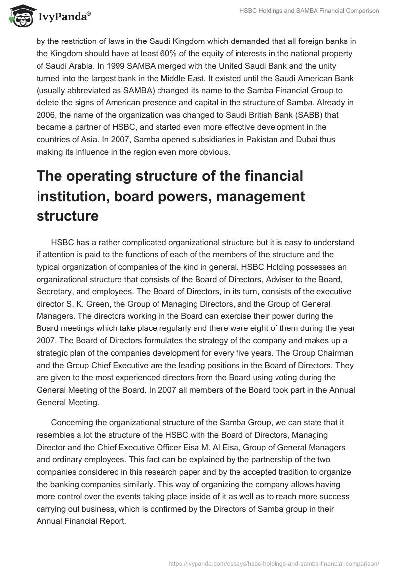 HSBC Holdings and SAMBA Financial Comparison. Page 3