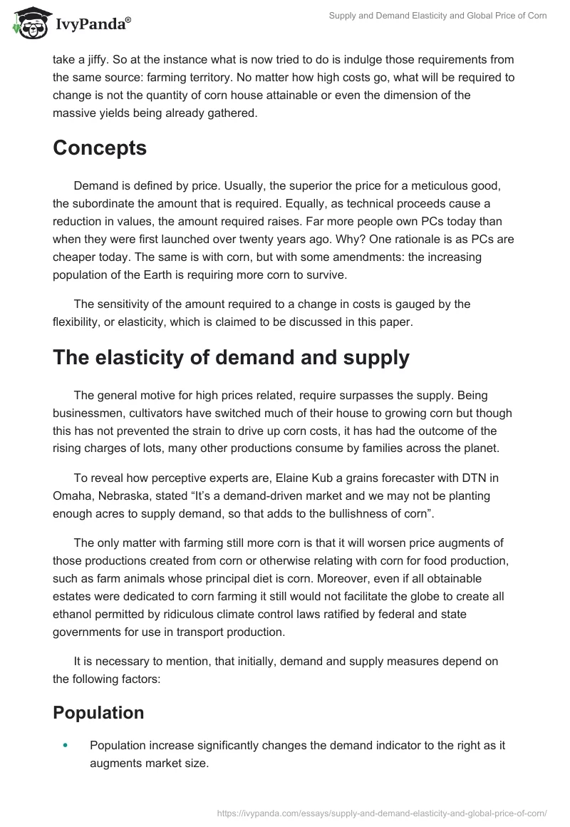 Supply and Demand Elasticity and Global Price of Corn. Page 2