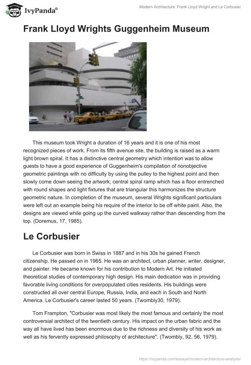 Modern Architecture: Frank Lloyd Wright and Le Corbusier. Page 4