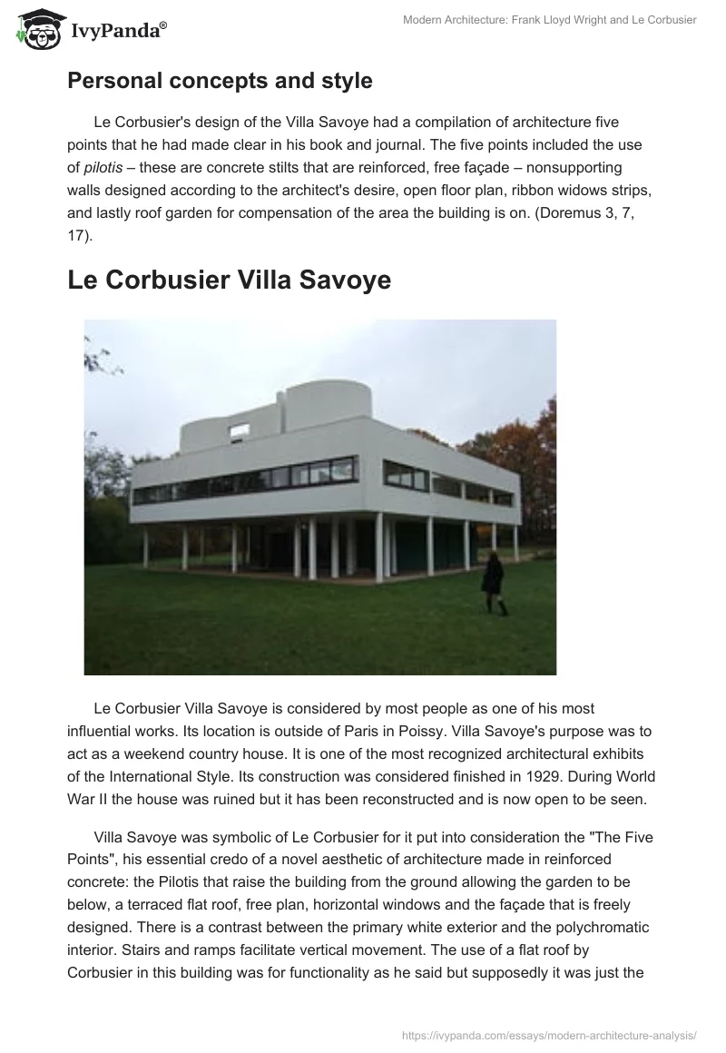 Modern Architecture: Frank Lloyd Wright and Le Corbusier. Page 5