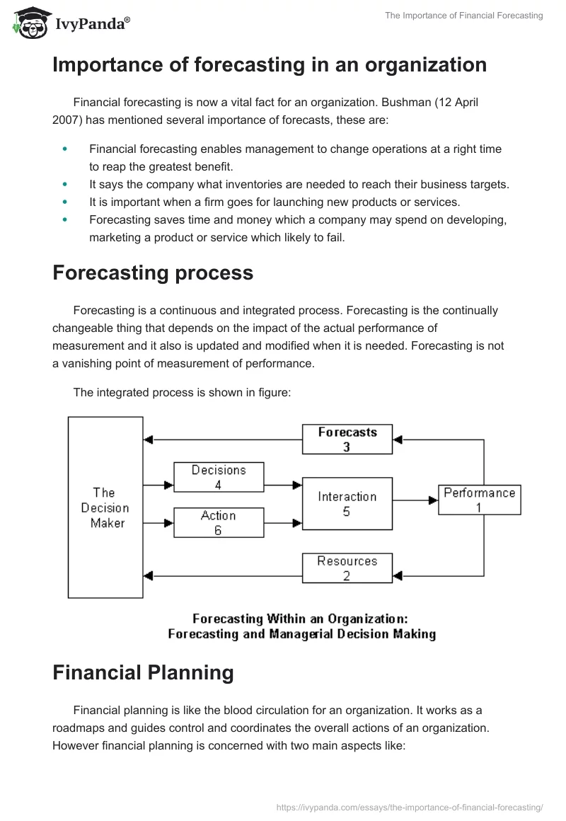 The Importance of Financial Forecasting. Page 2