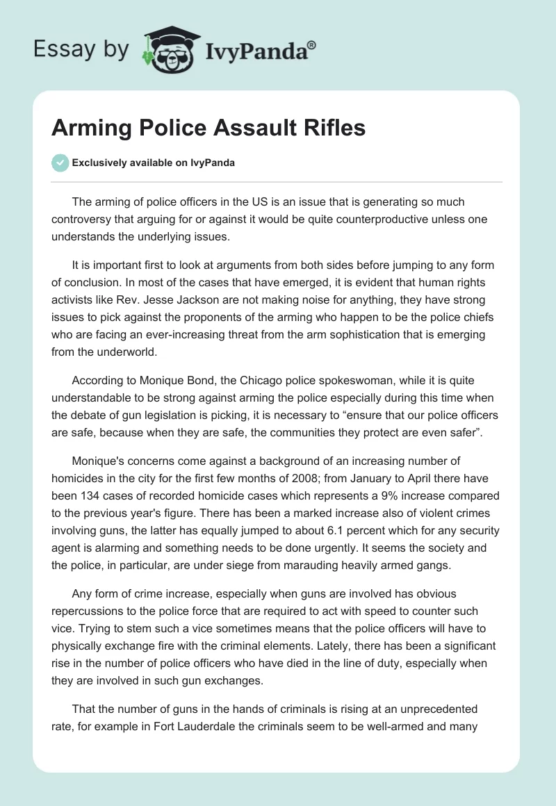 Arming Police Assault Rifles. Page 1