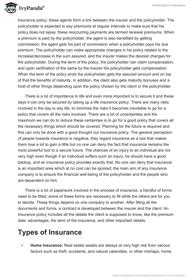 Introduction to Insurance. Page 2