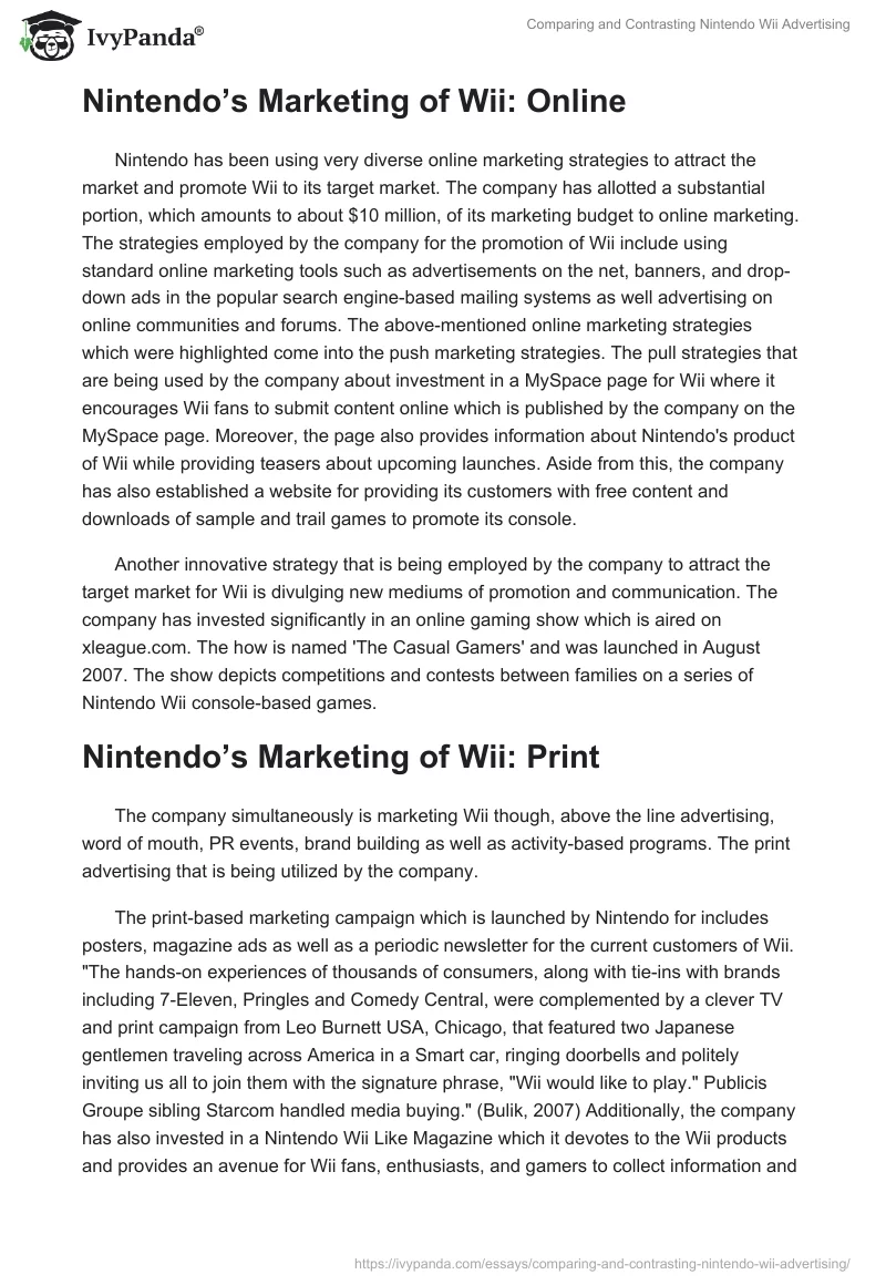 Comparing and Contrasting Nintendo Wii Advertising. Page 2