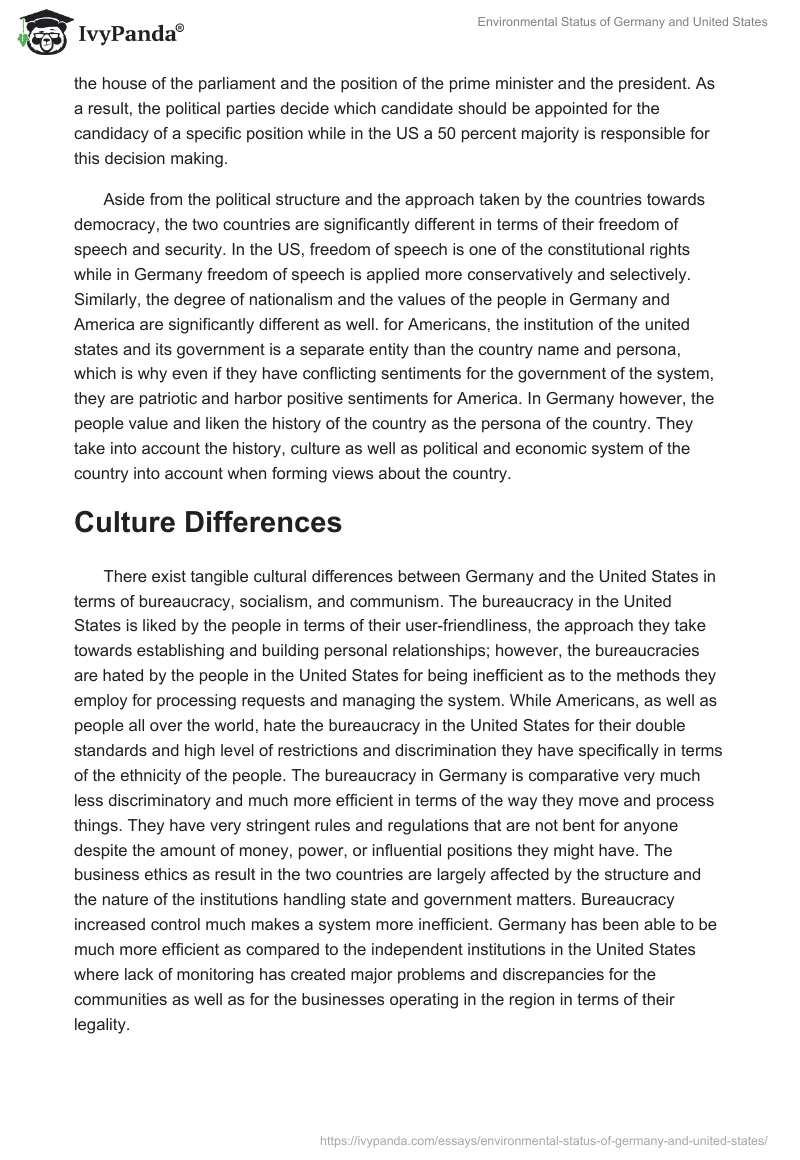 Environmental Status of Germany and United States. Page 2