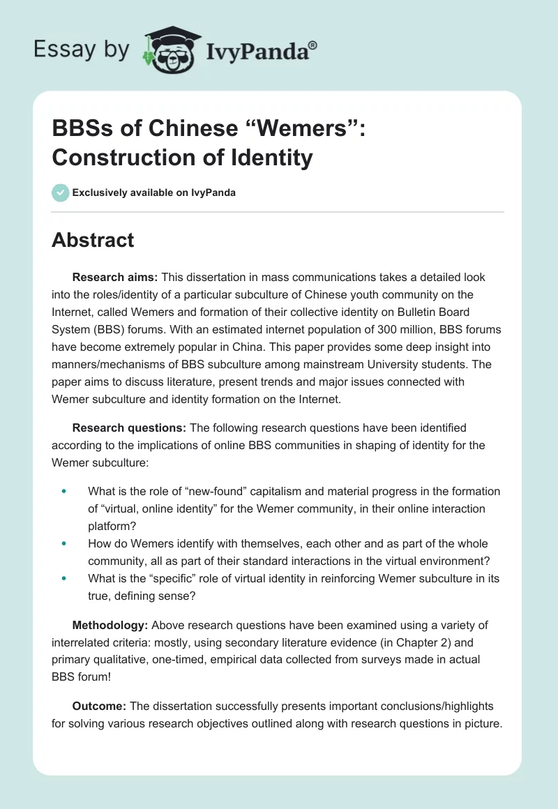 BBSs of Chinese “Wemers”: Construction of Identity. Page 1