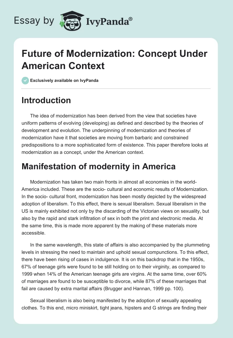 Future of Modernization: Concept Under American Context. Page 1