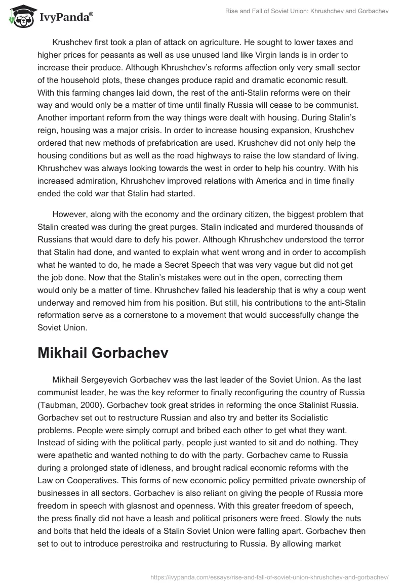 Rise and Fall of Soviet Union: Khrushchev and Gorbachev. Page 2