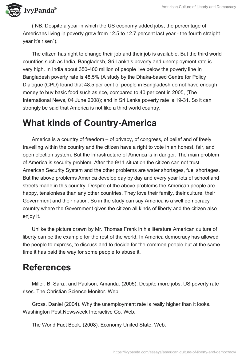 American Culture of Liberty and Democracy. Page 2