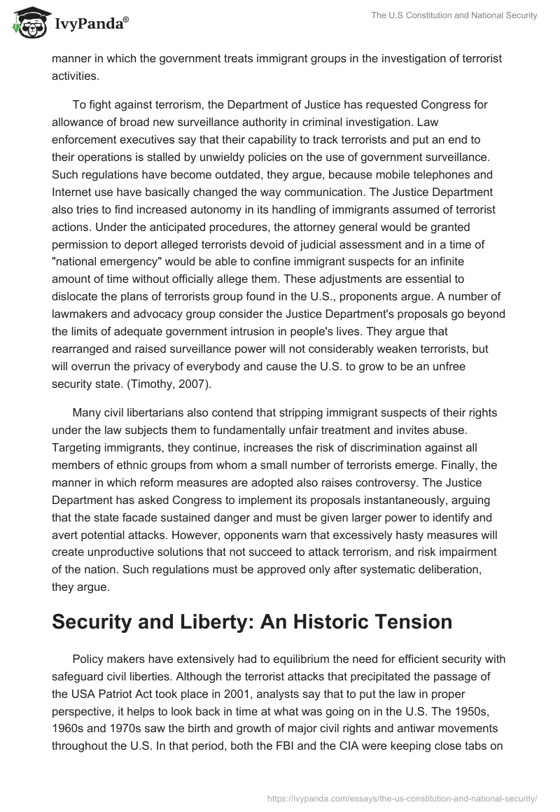 The U.S Constitution and National Security. Page 2