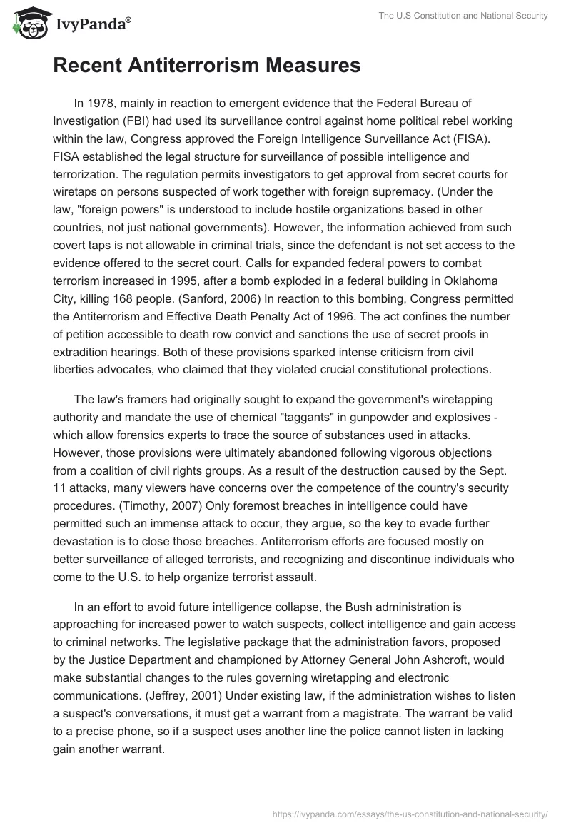 The U.S Constitution and National Security. Page 5