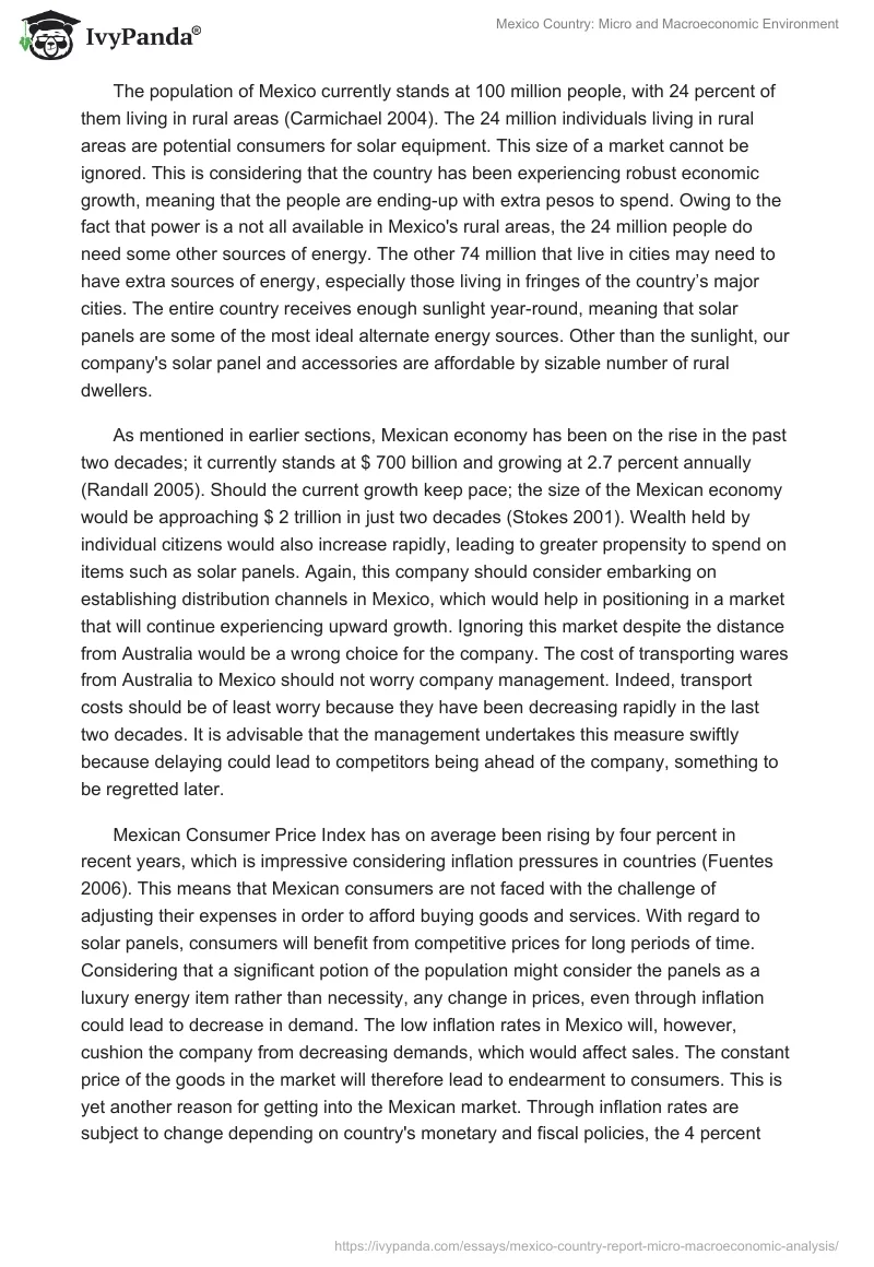 Mexico Country: Micro and Macroeconomic Environment. Page 2