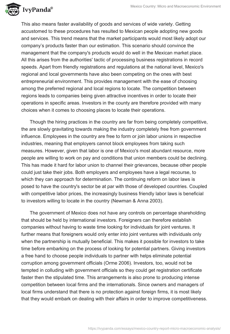 Mexico Country: Micro and Macroeconomic Environment. Page 5