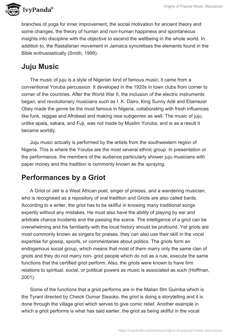 Origins of Popular Music: Discussion. Page 2