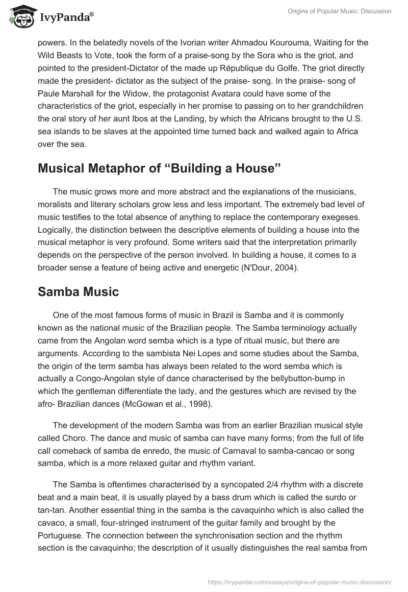 Origins of Popular Music: Discussion. Page 3
