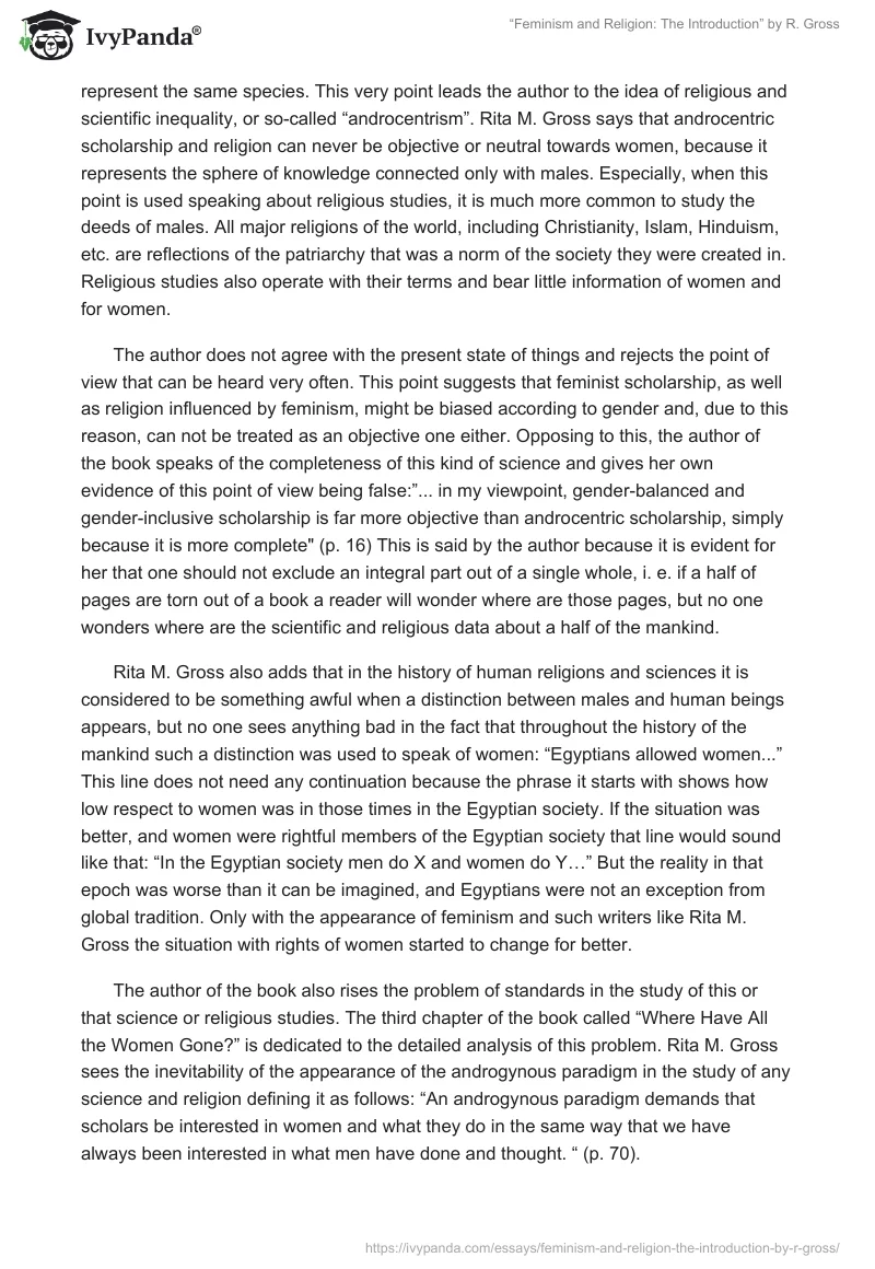 “Feminism and Religion: The Introduction” by R. Gross. Page 3