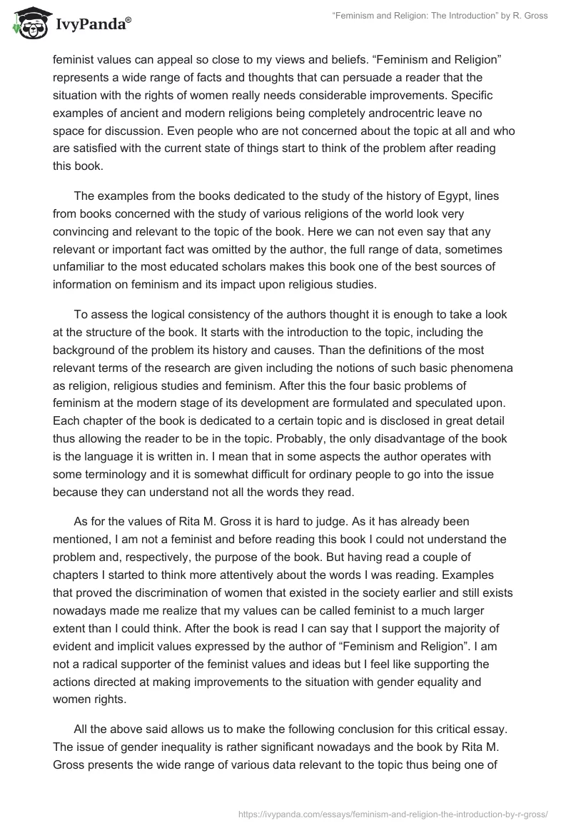 “Feminism and Religion: The Introduction” by R. Gross. Page 5