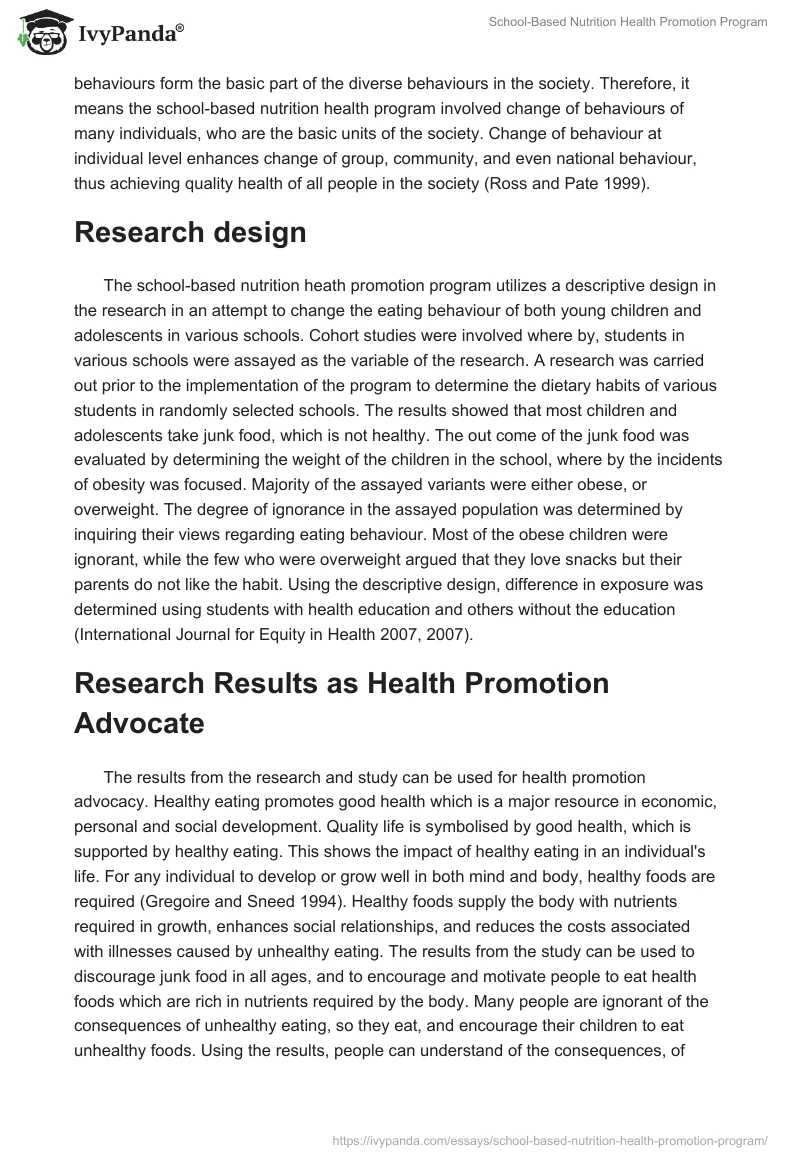 School-Based Nutrition Health Promotion Program. Page 3