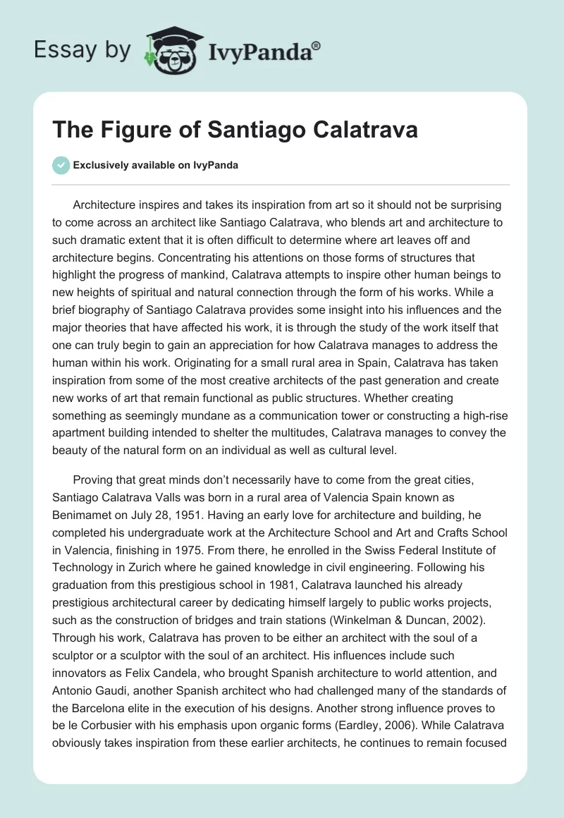 The Figure of Santiago Calatrava. Page 1