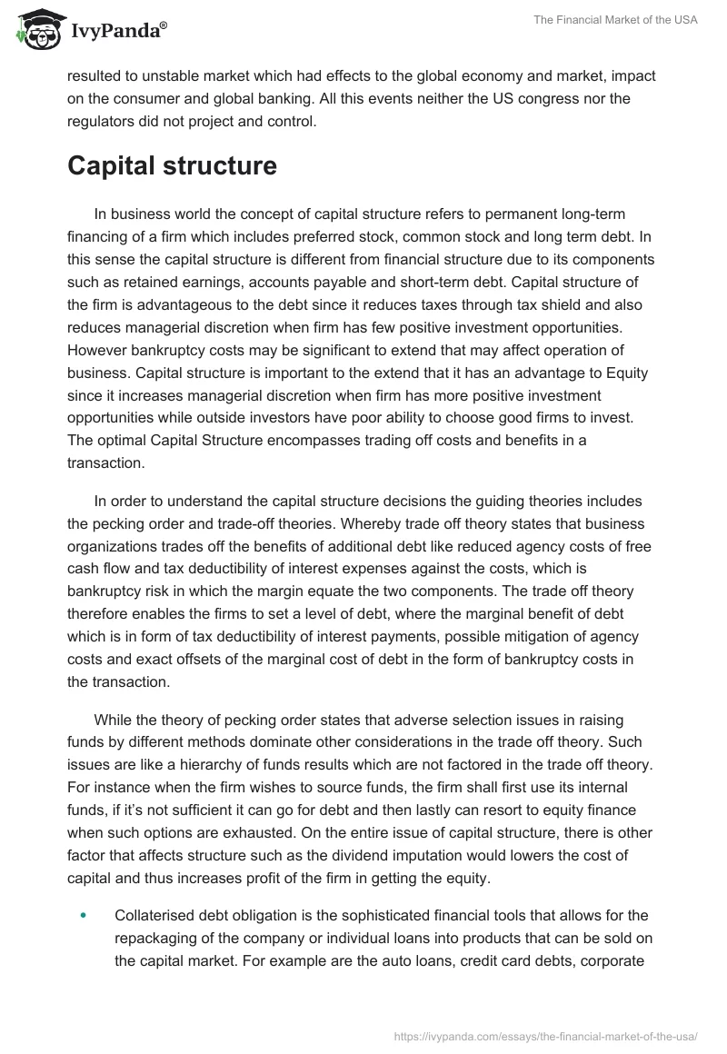 The Financial Market of the USA. Page 2