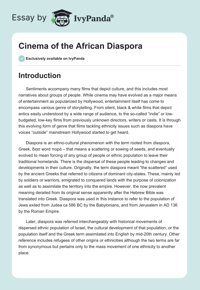 Cinema of the African Diaspora. Page 1