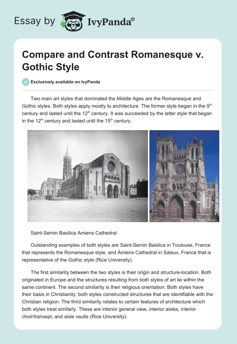 Compare and Contrast Romanesque v. Gothic Style. Page 1