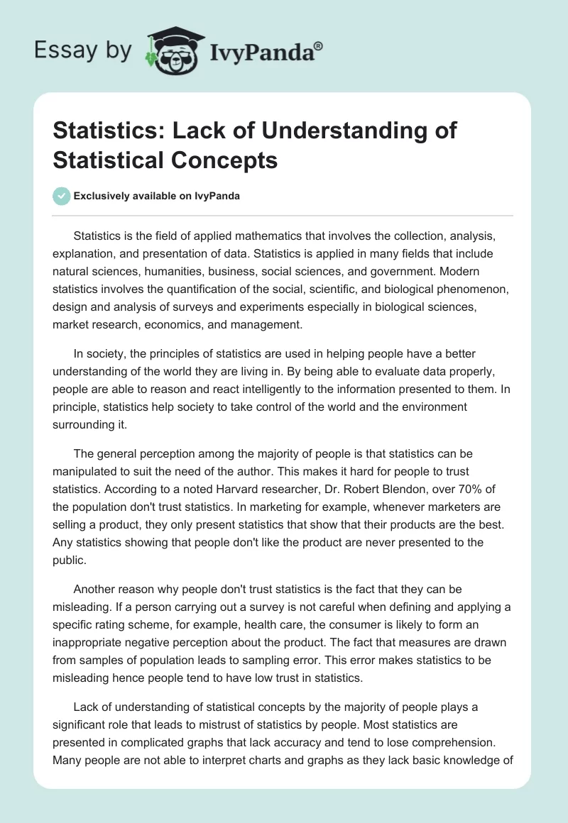 Statistics: Lack of Understanding of Statistical Concepts. Page 1