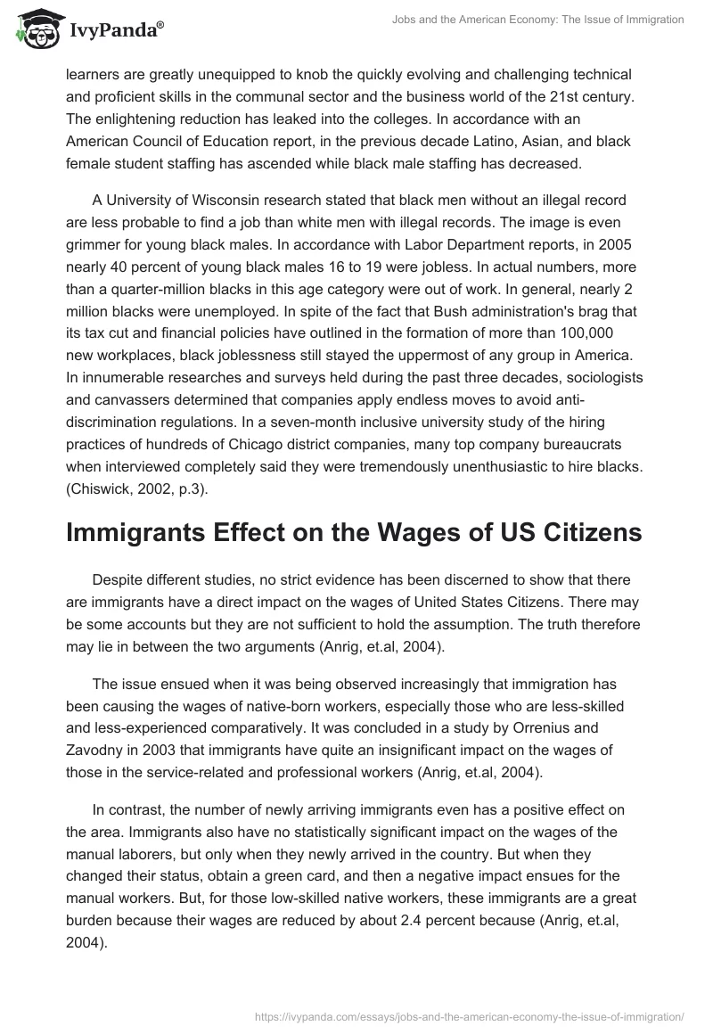 Jobs and the American Economy: The Issue of Immigration. Page 3