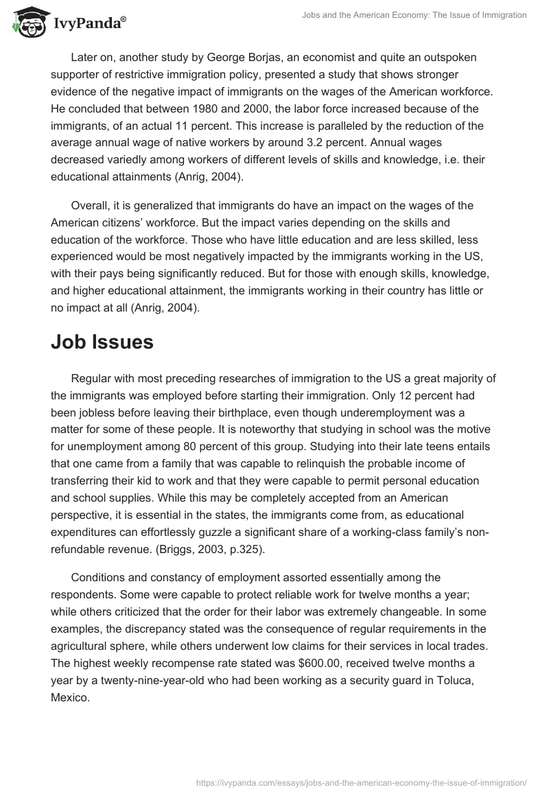 Jobs and the American Economy: The Issue of Immigration. Page 4
