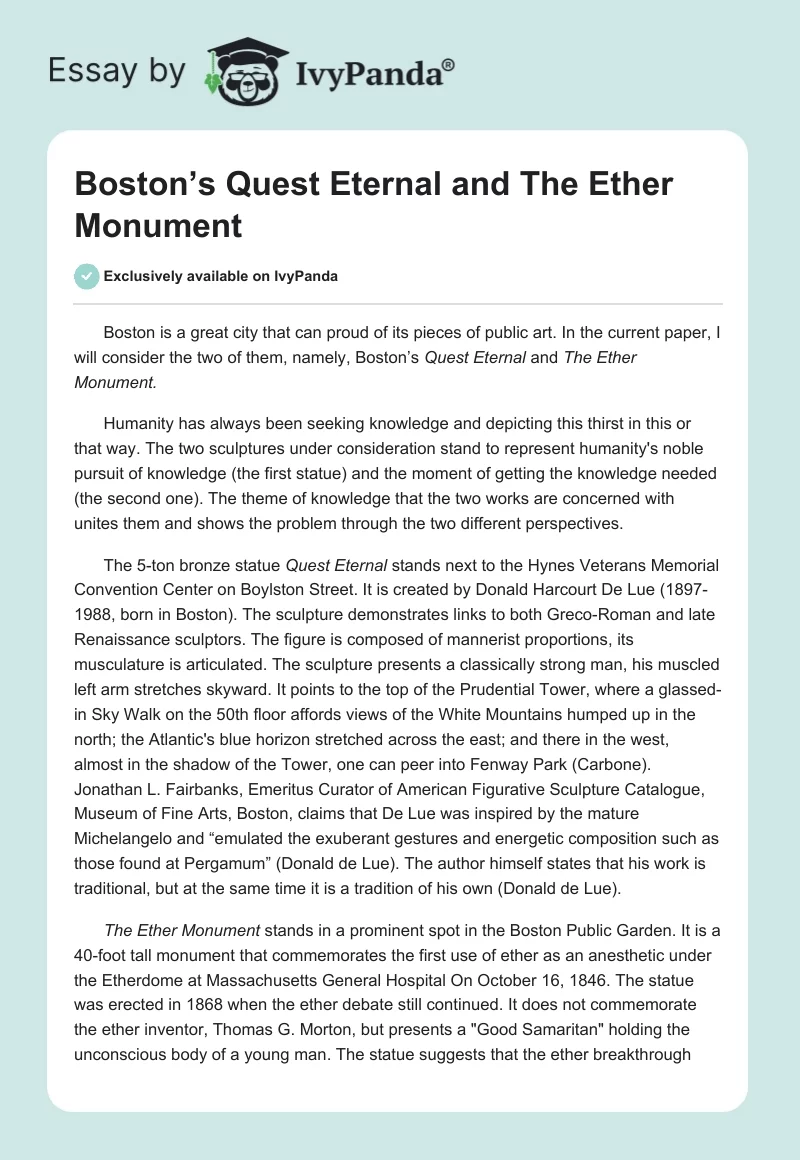 Boston’s Quest Eternal and The Ether Monument. Page 1
