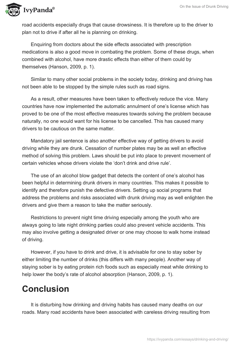 On the Issue of Drunk Driving. Page 2