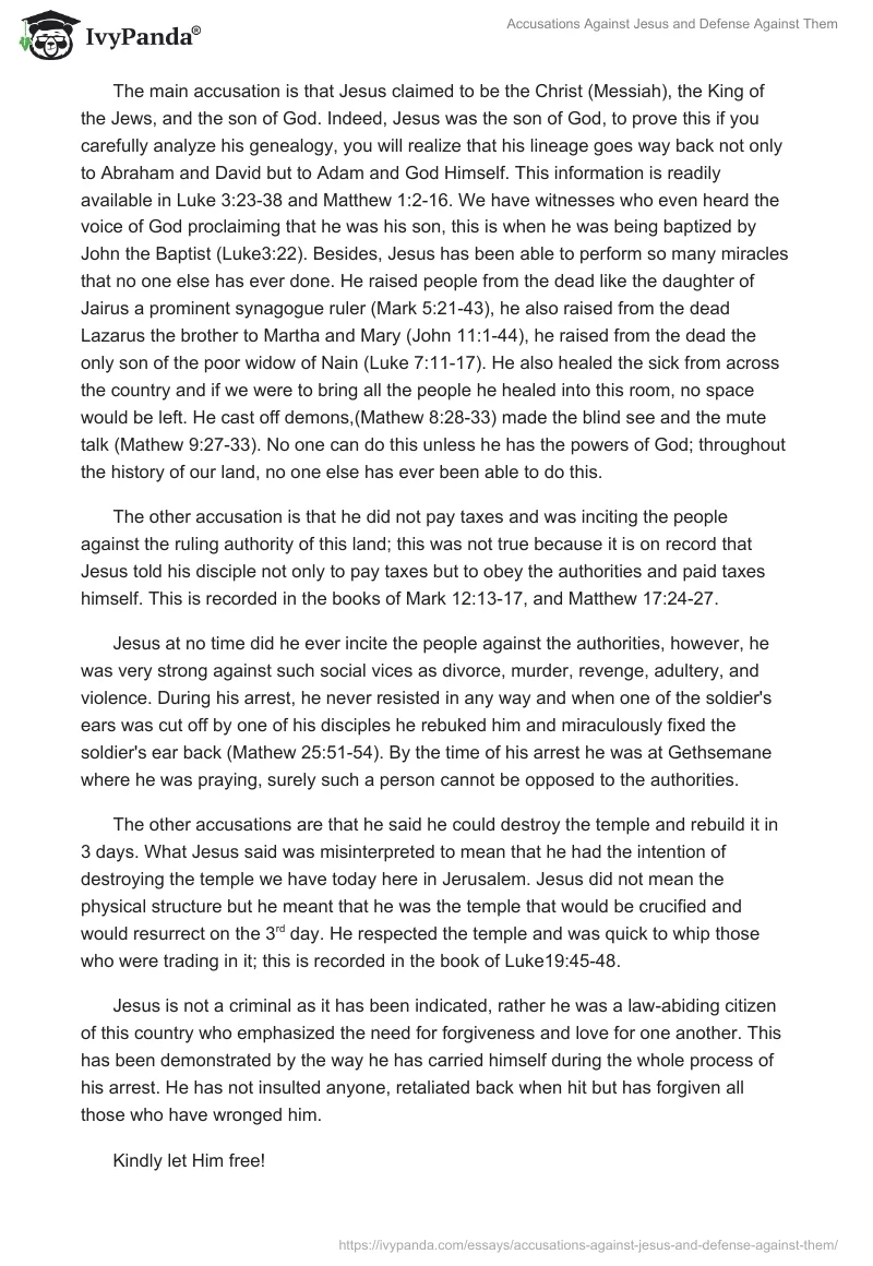 Accusations Against Jesus and Defense Against Them. Page 2