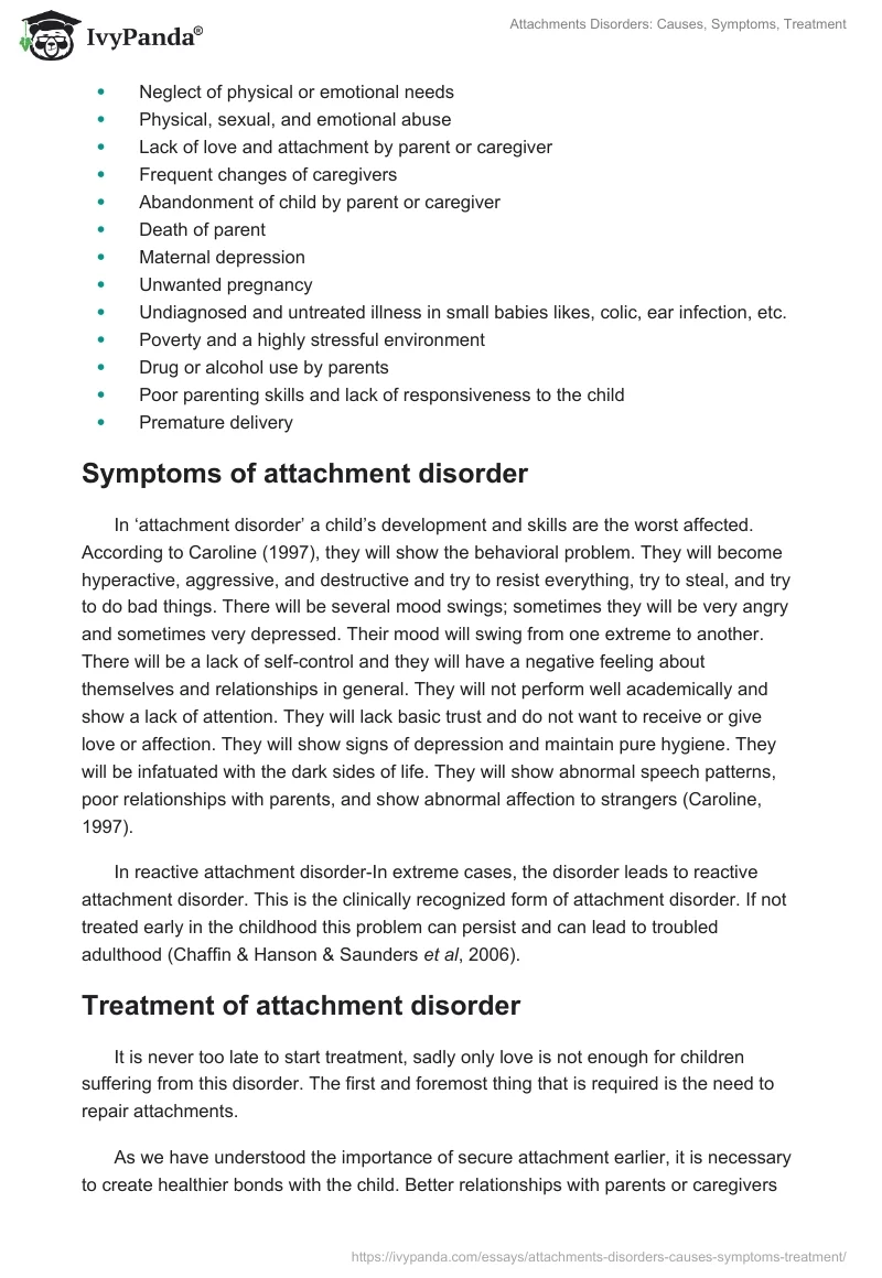 Attachments Disorders: Causes, Symptoms, Treatment. Page 3