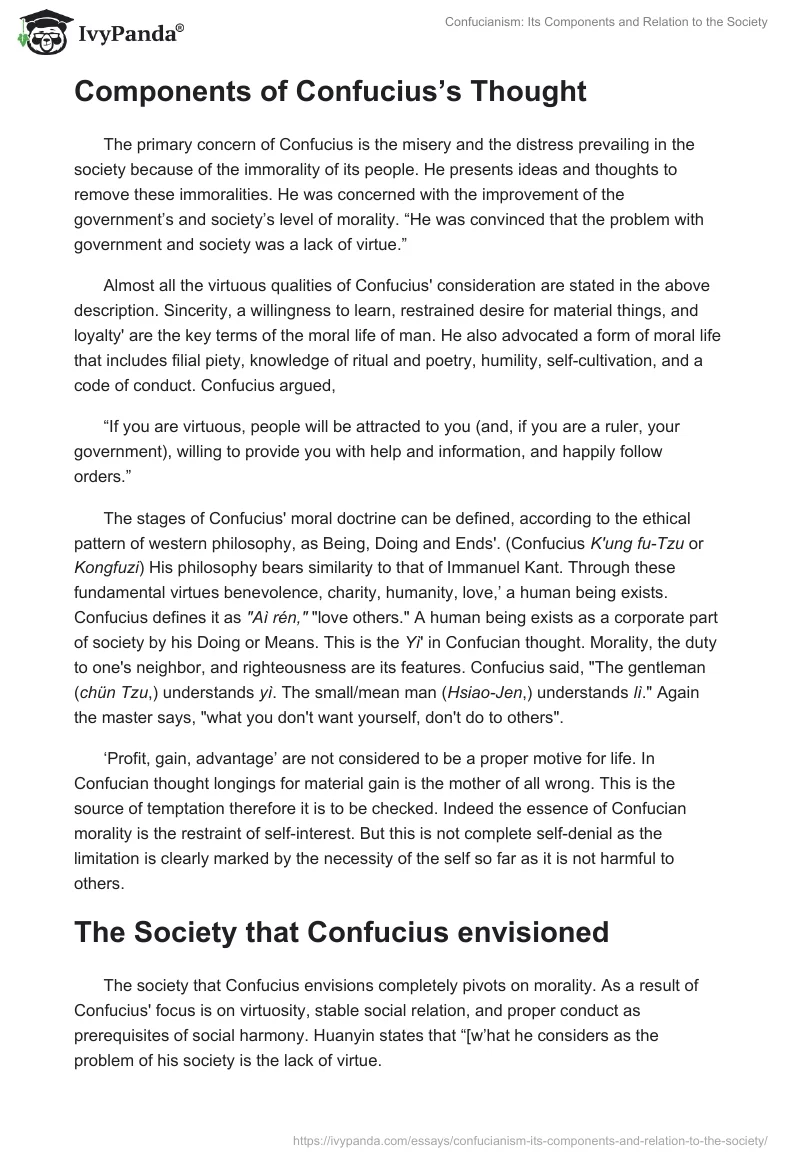 Confucianism: Its Components and Relation to the Society. Page 2